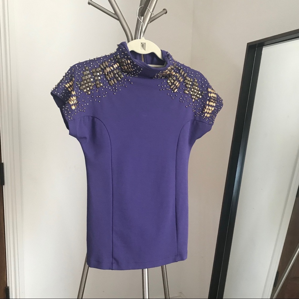 patrizia pepe embellished top purple